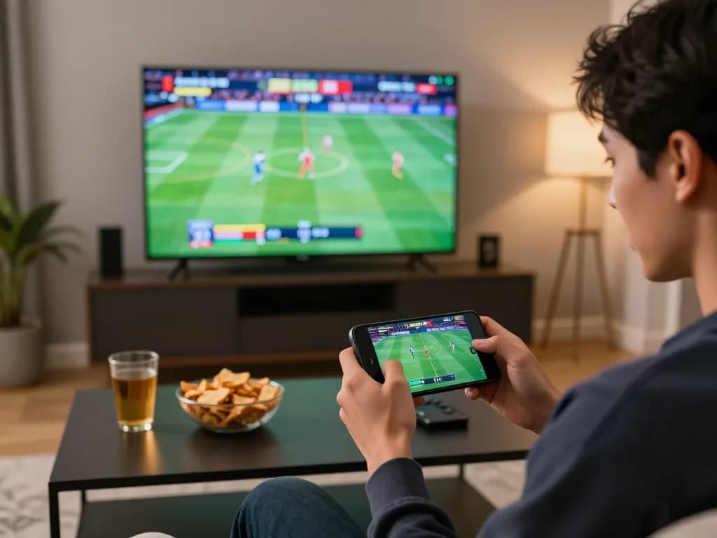Excited player engaging in bem88 nhà cái mobile sports betting during a live game.