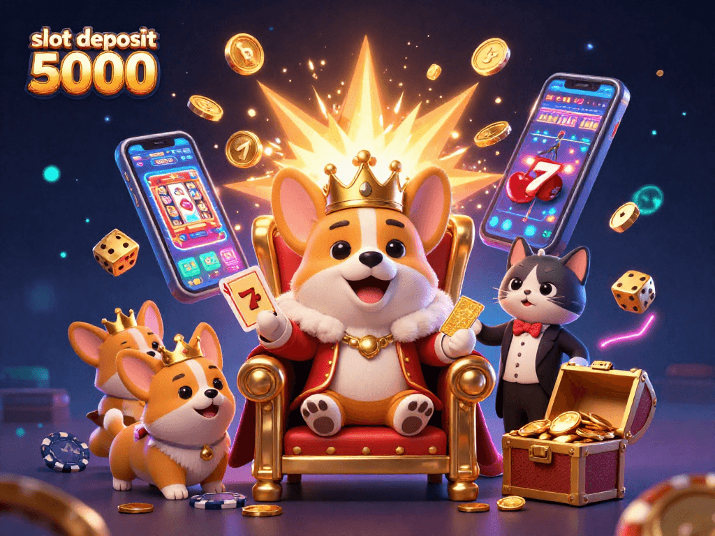 Engage with the vibrant world of slot deposit 5000 and unlock riches in this captivating casino illustration.