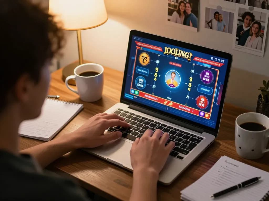 Tg88 trang chủ gaming session with a player strategizing at home using their laptop for online betting