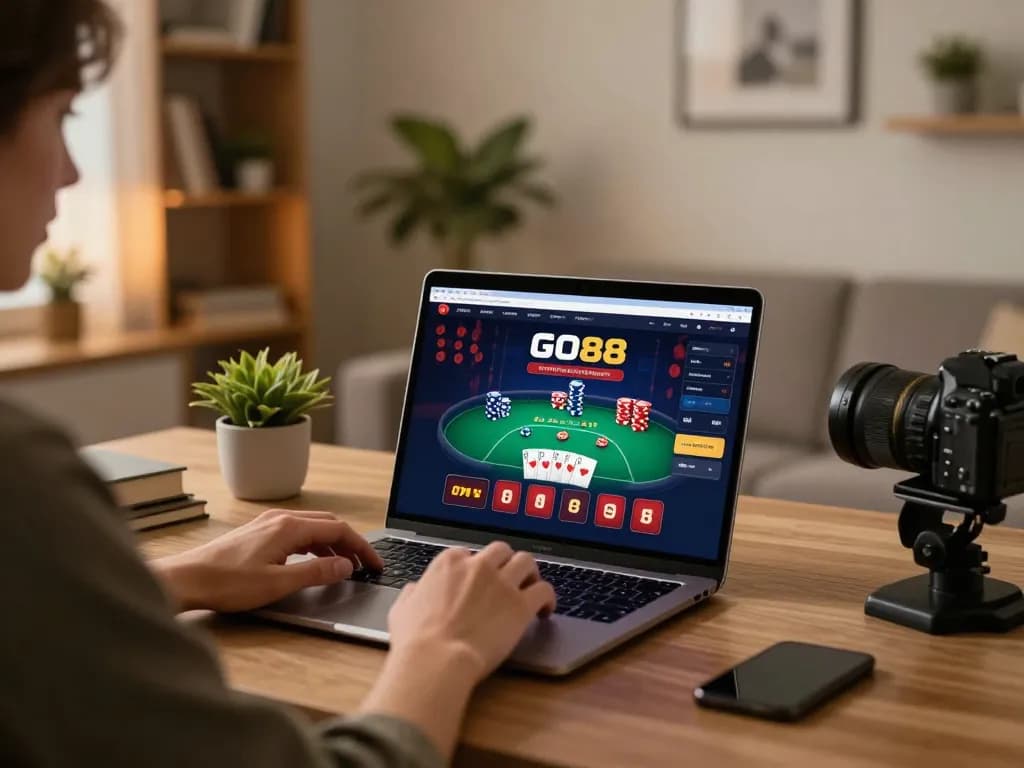 Engaging in gameplay on the GO88 casino app, showcasing strategic betting choices