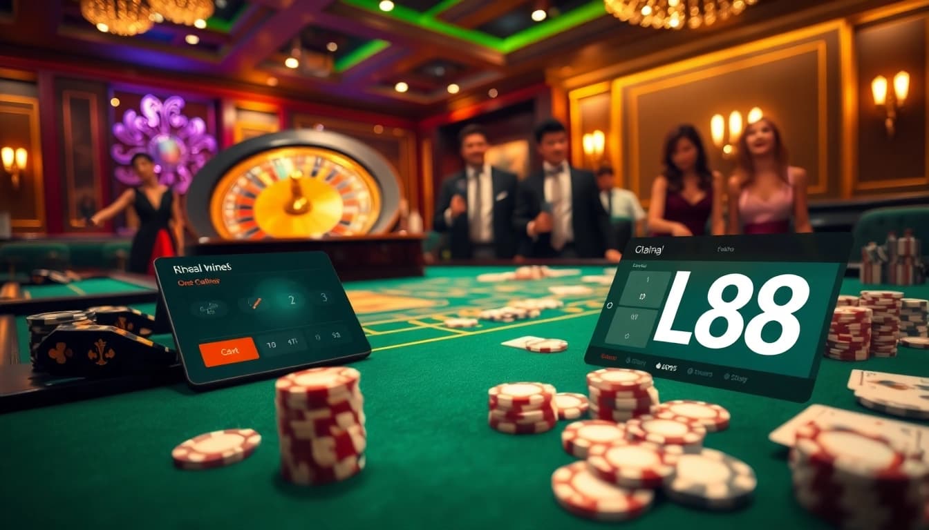 Engaged players at nhà cái lu88 enjoying a thrilling casino experience with roulette and poker games.