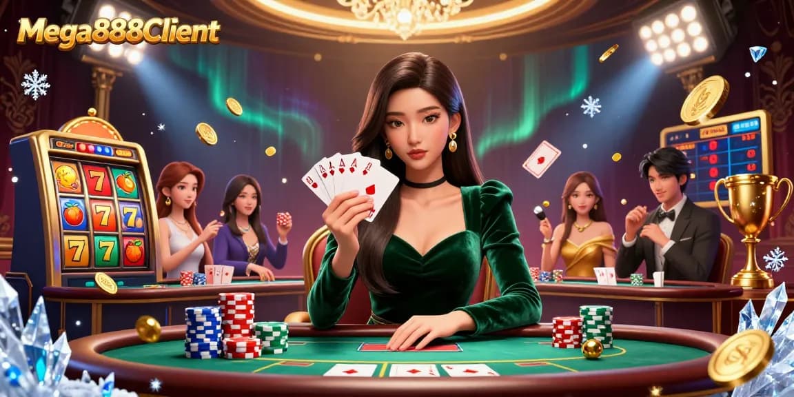 Experience thrilling gameplay on Mega888Client with the exciting slot reels and vibrant casino atmosphere.