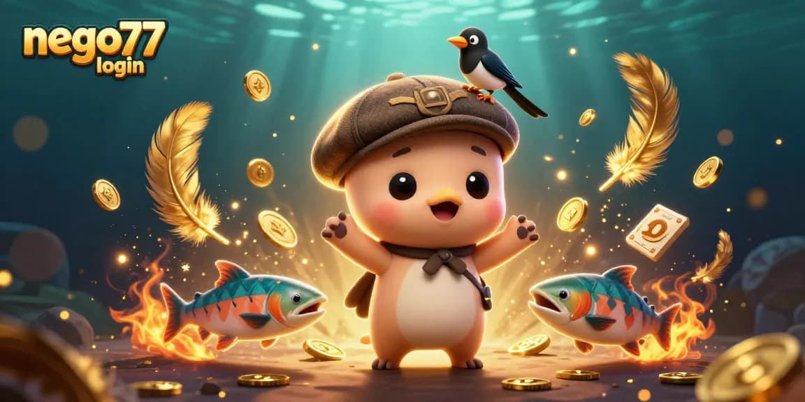 Experience seamless gameplay with nego77 login, featuring vibrant casino elements and playful characters.
