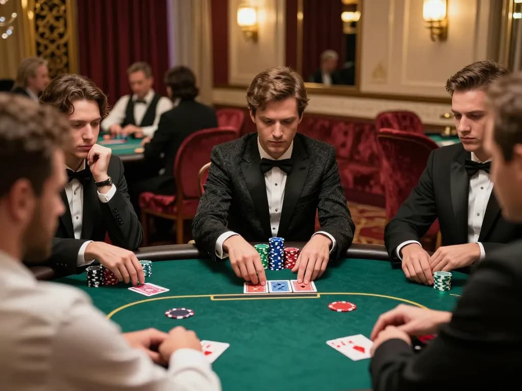 Engaging poker gameplay highlighting ku win strategies with players focused on winning hands and dealer revealing cards.