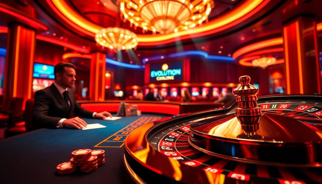 Experience the Evolution of gambling with a vibrant casino scene featuring live dealer technology and luxury.