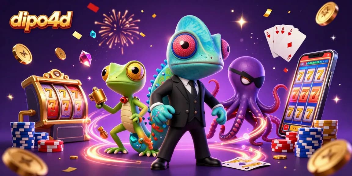 Dipo4d menghadirkan agen rahasia chameleon, gecko pintar, dan gurita jahat dalam suasana pesta kasino.