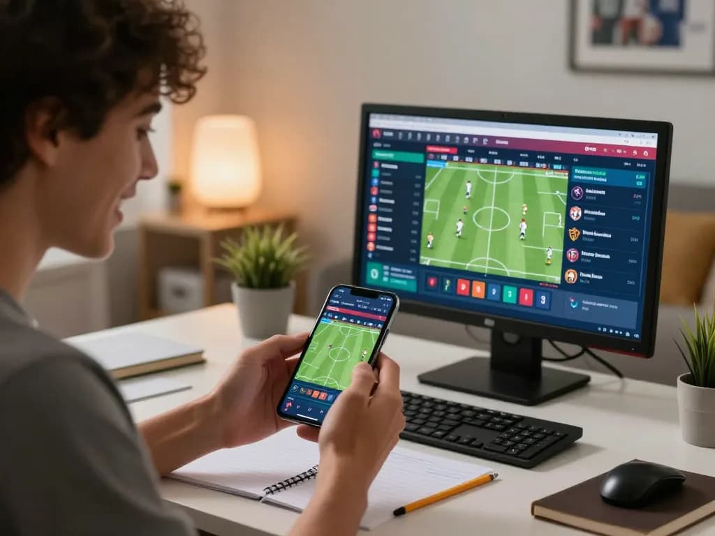 Betting on favorite teams using the 8xbet app in dynamic home setting.