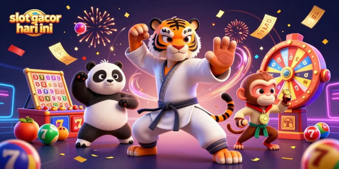Experience the excitement of slot gacor hari ini in a vibrant casino scene filled with fun characters and dynamic elements.