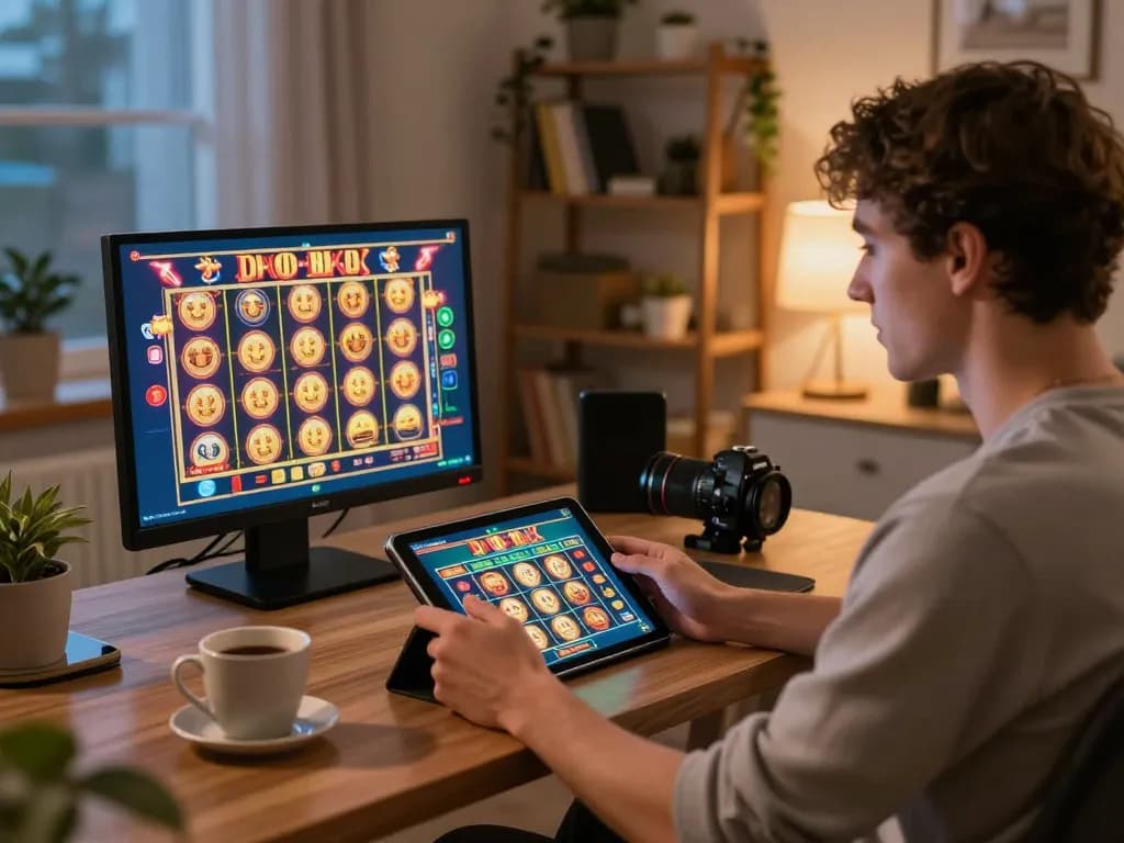 Experience exciting online gaming at https://sc88.charity/ with a stylish player engaging with a tablet