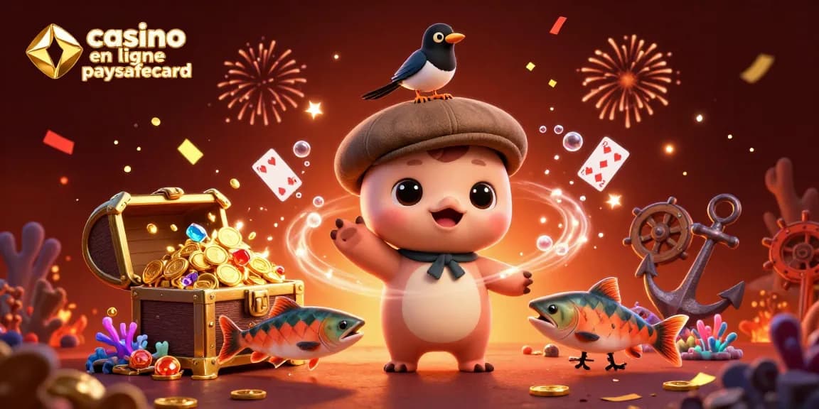 Spinning luck at the casino en ligne paysafecard with 3D cartoon characters celebrating wins amidst treasures.