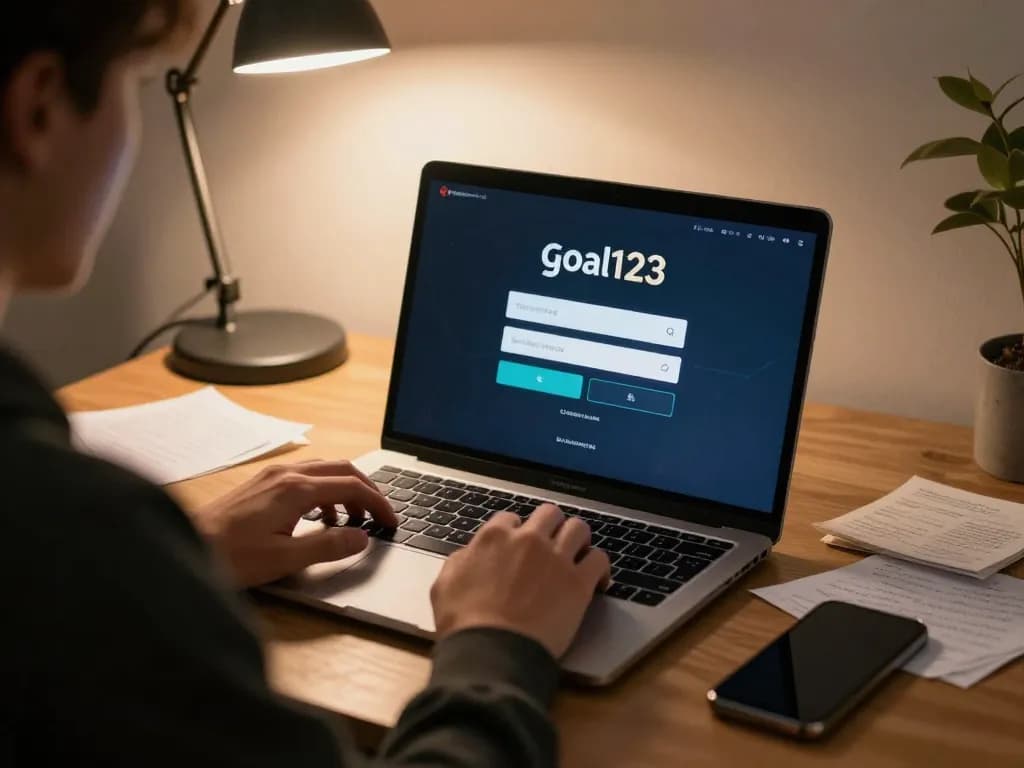 Engaging moment of user logging in to đăng nhập goal123 online gambling platform on laptop.
