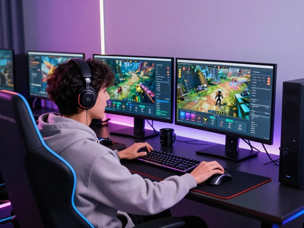 SKY88 gaming platform setup with vibrant interface and gaming gear