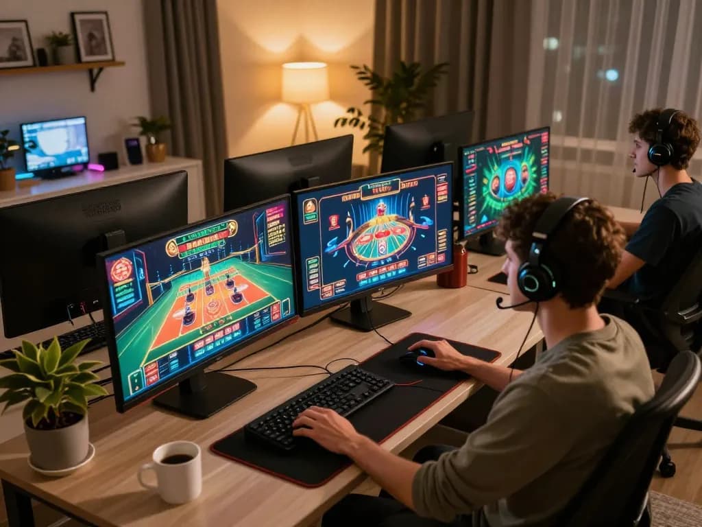 Engaging in online casino gaming on a modern setup, exploring trang casino entertainment