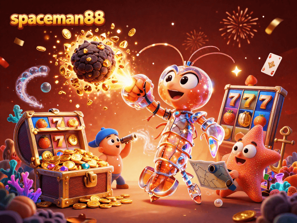 Engage with spaceman88 in a galactic casino adventure, hitting jackpots amidst colorful slot elements.