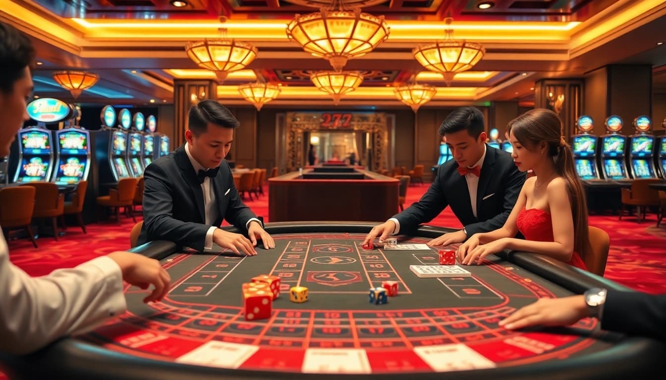 Tài xỉu md5 gaming table showcasing players engaged in intense betting action.