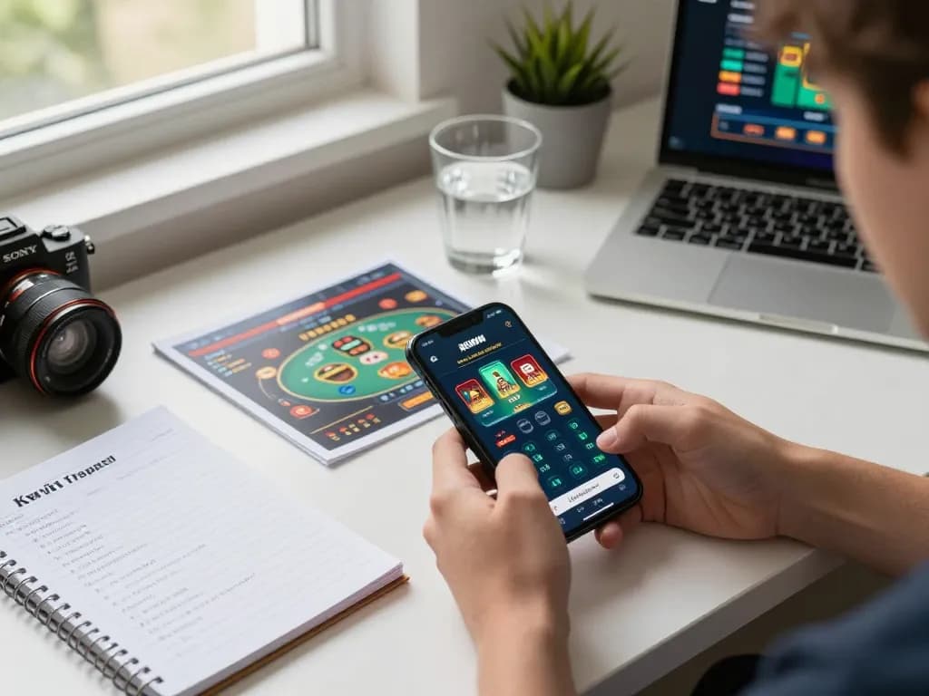 Player using the KKWIN app on a smartphone for immersive gaming strategy session.