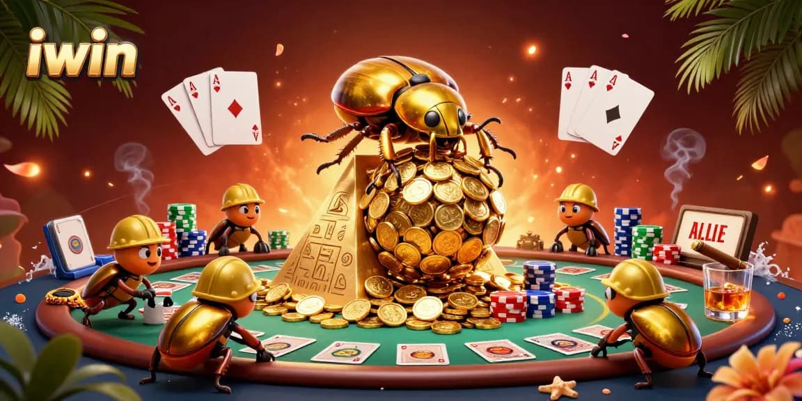 Engage in thrilling gaming action with iwin's vibrant casino-themed illustration.