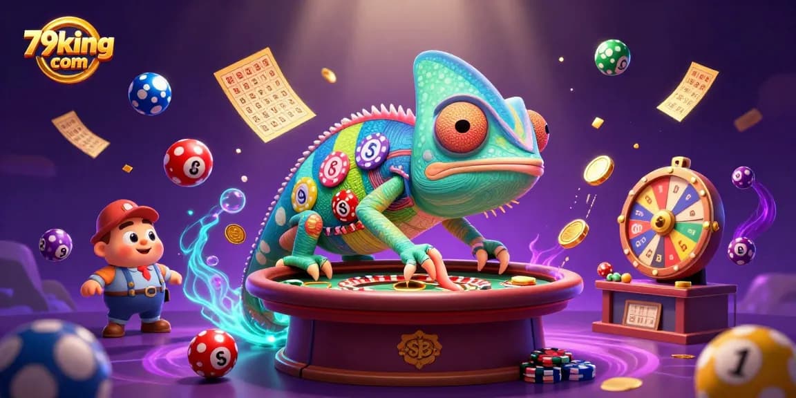 Spin to win at 79king com with colorful lottery balls and a dynamic casino theme.