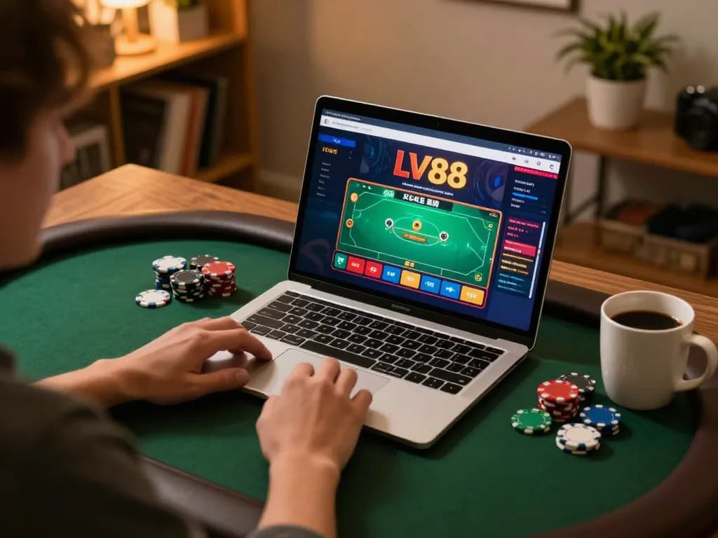 Engaging online poker session with LV88 interface displayed, showcasing vibrant gameplay.