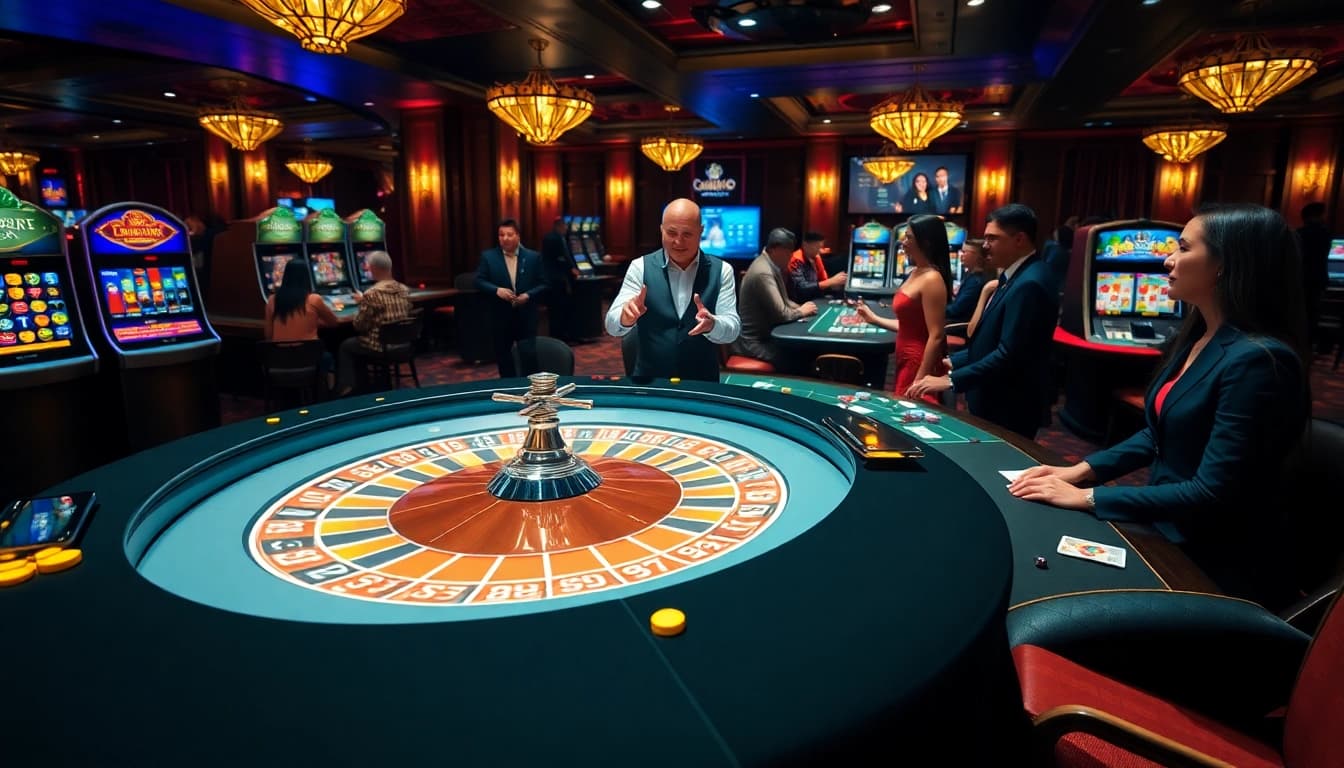 Experience the excitement of sodocasino with vibrant gaming tables and engaging players.