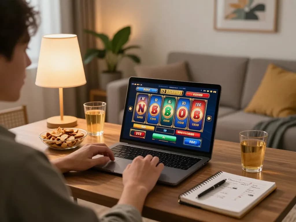 Engaging in an online slot game at https://rr888.shopping/ with thoughtful betting strategies and snacks