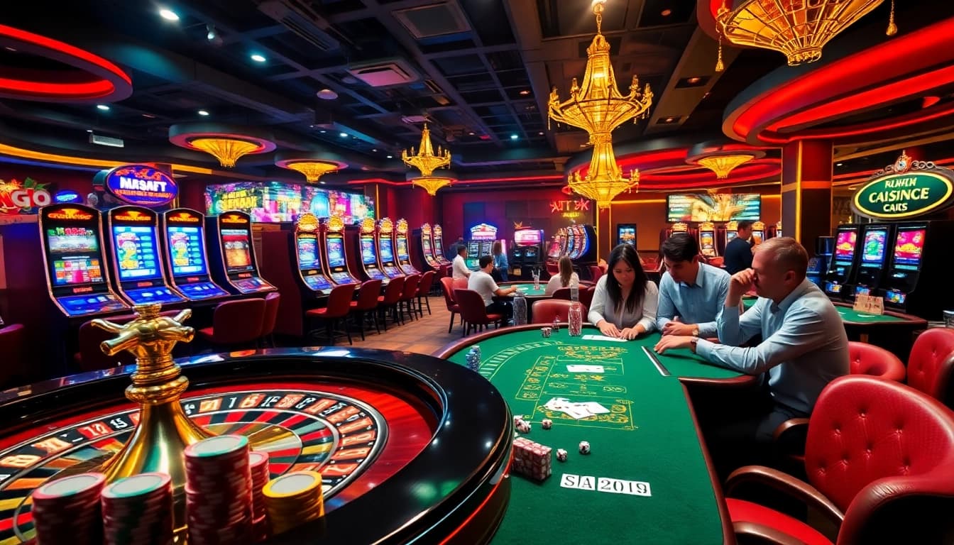 Players enjoying thrilling games with excitement at https://go99.institute/ casino experience.