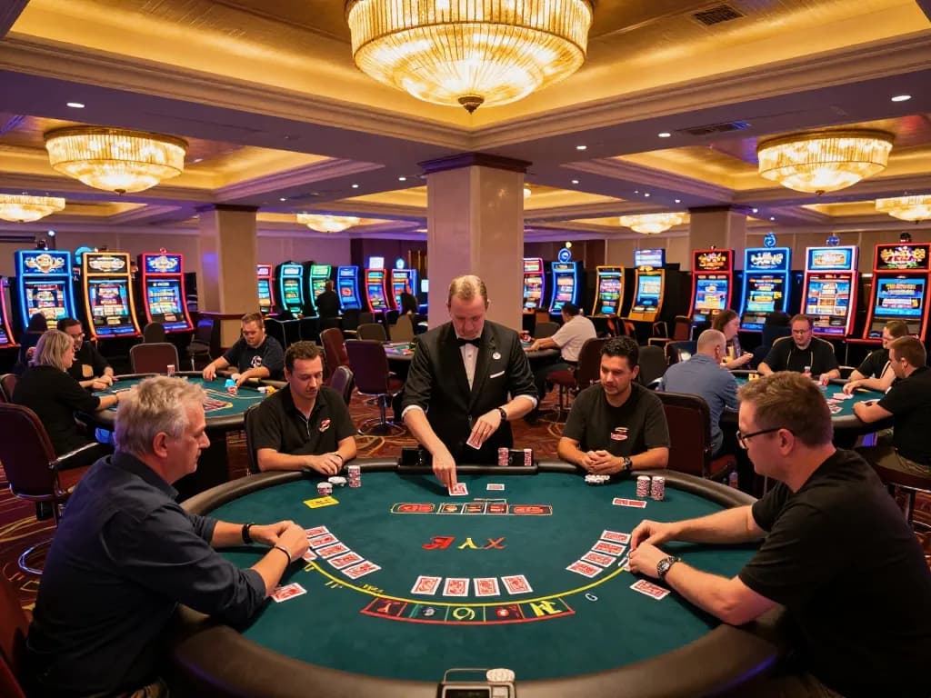MMOO players engaged in strategic blackjack betting at a lively casino
