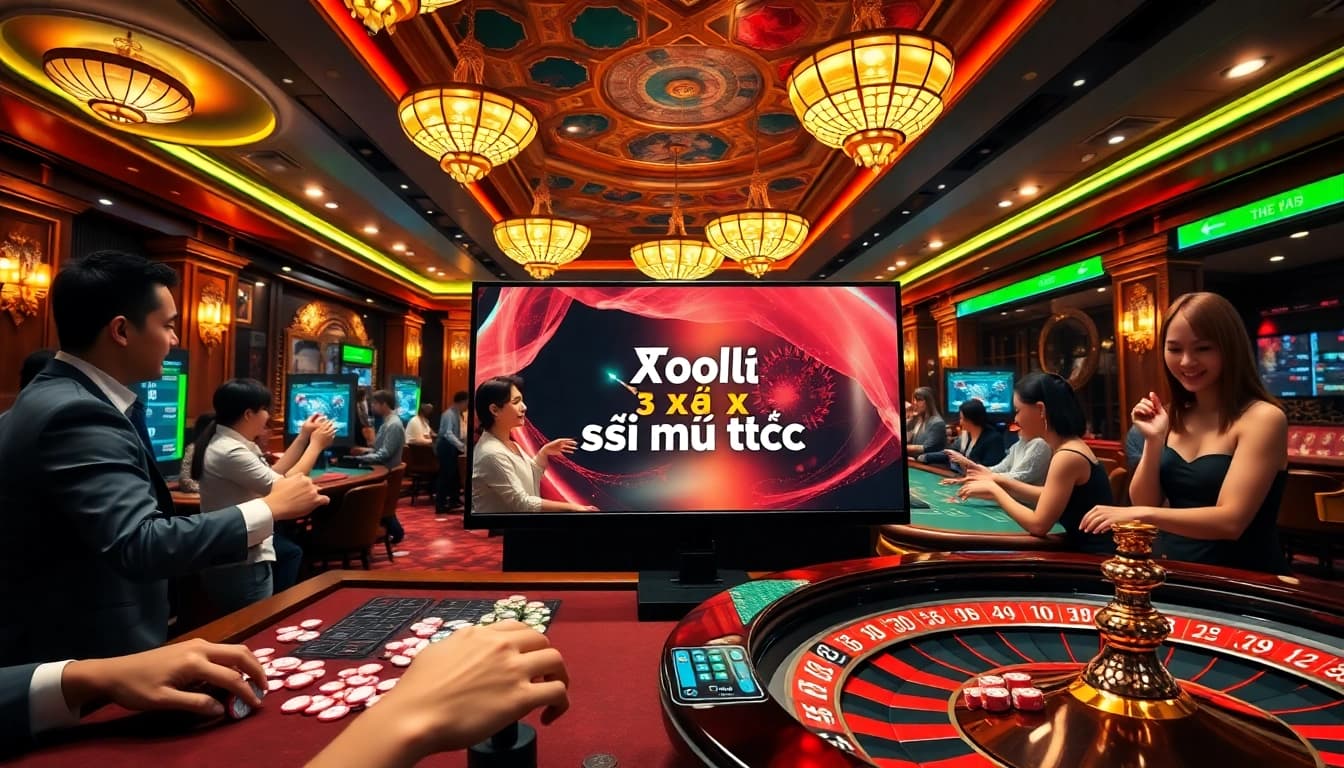 Engaging gamblers using Tool xổ số siêu tốc in a luxurious casino environment.