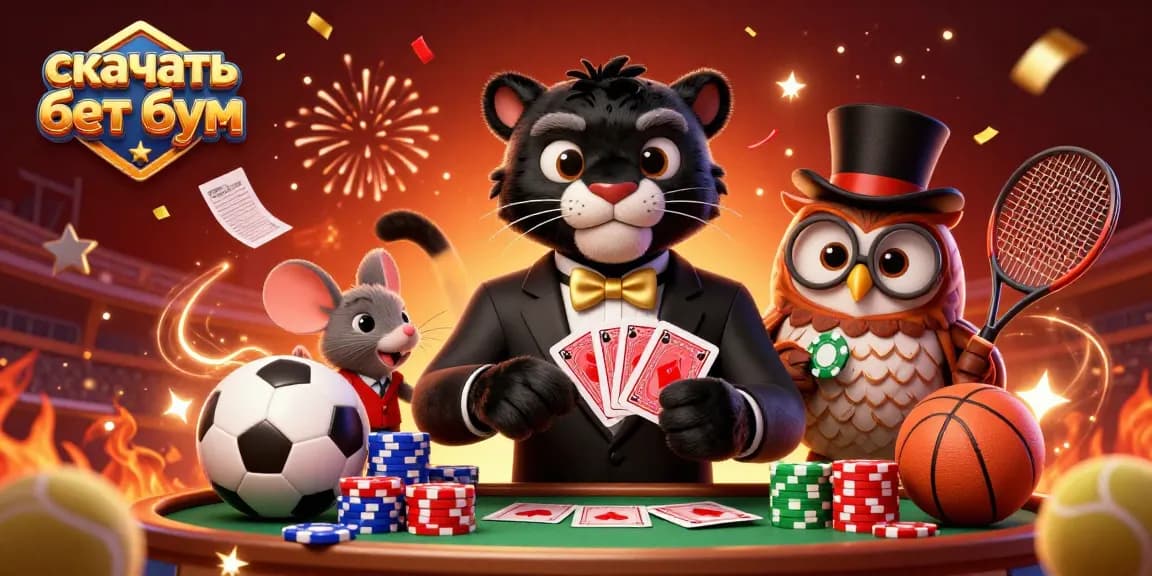 Bet on your game with скачать бет бум app featured in a vibrant, lively 3D scene.