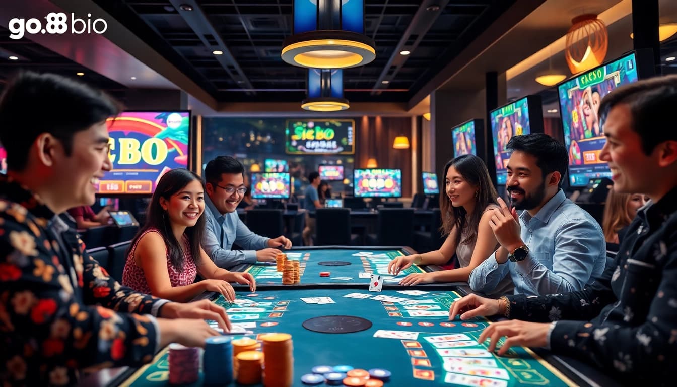 Engaging players enjoying various casino games on go88.bio in a vibrant, modern gaming environment.