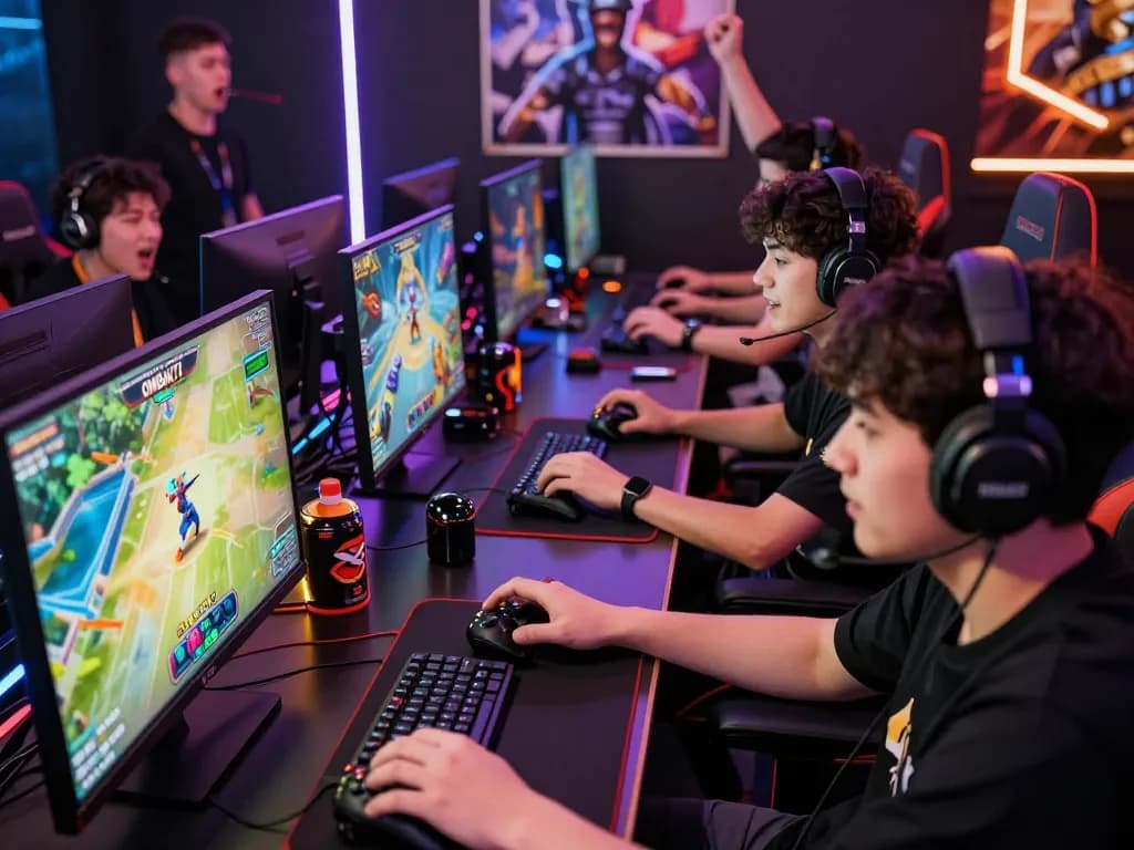 Players enjoying an exciting session of ombak77 in a vibrant gaming setup with colorful graphics.