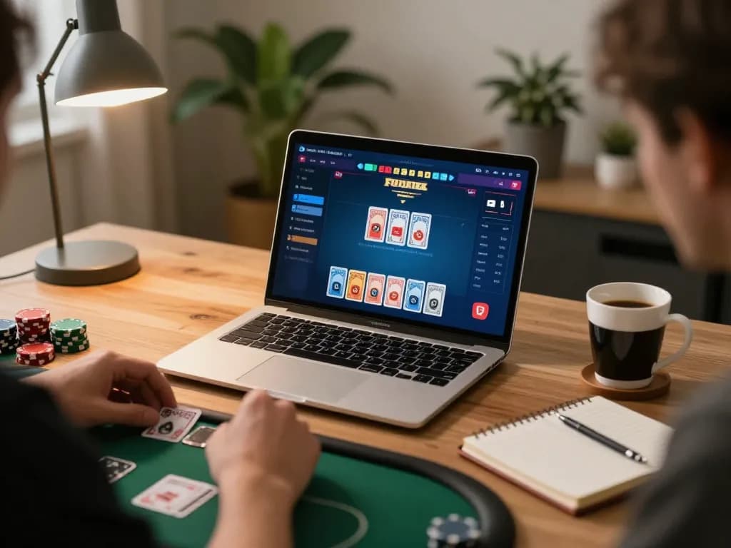 KDTOTO player strategizing in cozy home setup during an online poker game