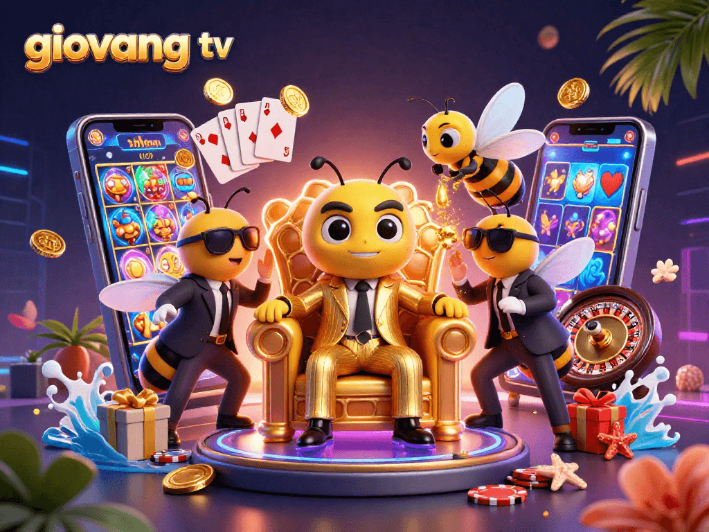 Win big with giovang tv as vibrant cartoon characters enjoy top slot games with immersive graphics.
