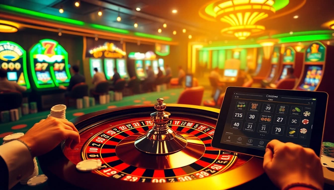 Experience dynamic online gaming at https://lodetructuyen.co/, featuring a luxurious casino table and lively players.