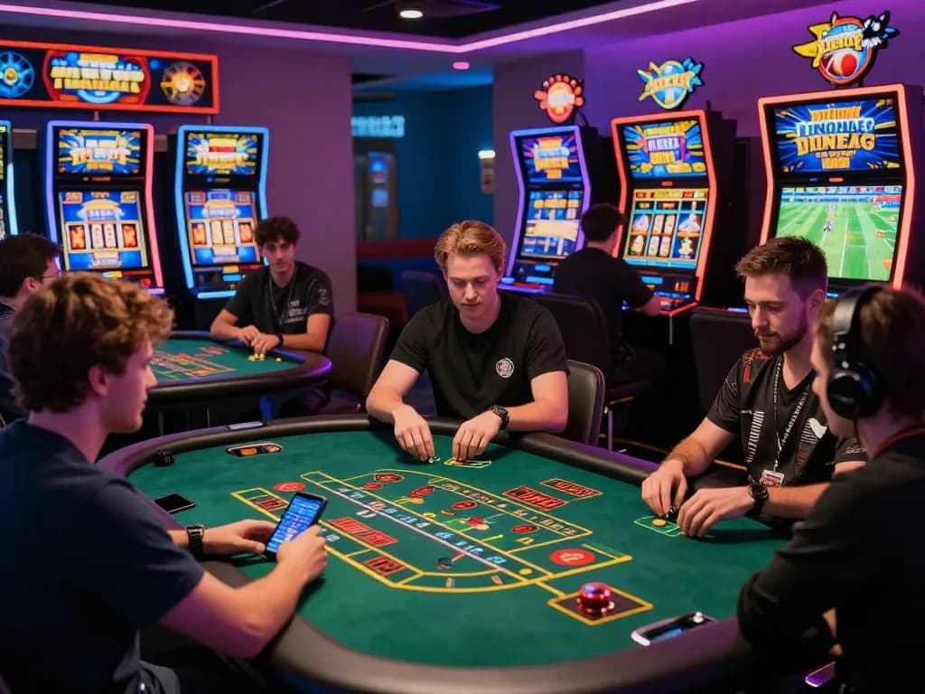 Exciting scene of diverse players at 88aa nhà cái engaging in live casino games and sports betting.