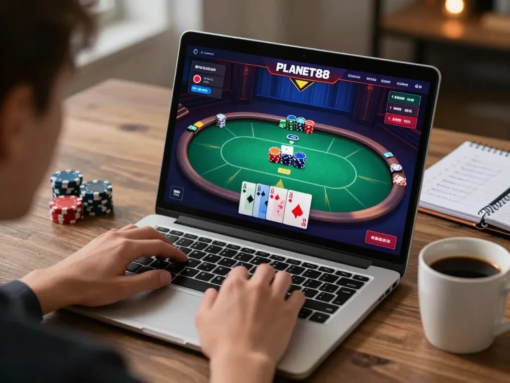 Experience the excitement of playing PLANET88 poker with a vibrant online interface and strategic thinking.