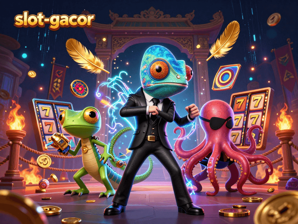 Engage in slot-gacor adventures with dynamic characters in a packed casino atmosphere, perfect for players.