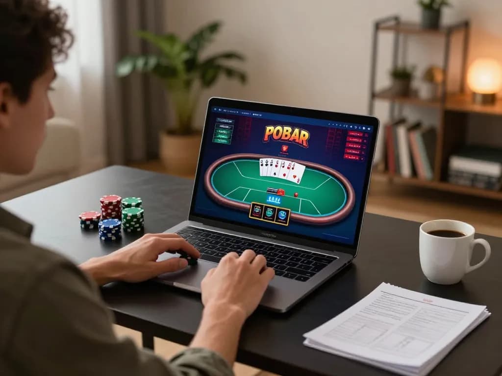 mm88 player using laptop for online casino strategy and gameplay