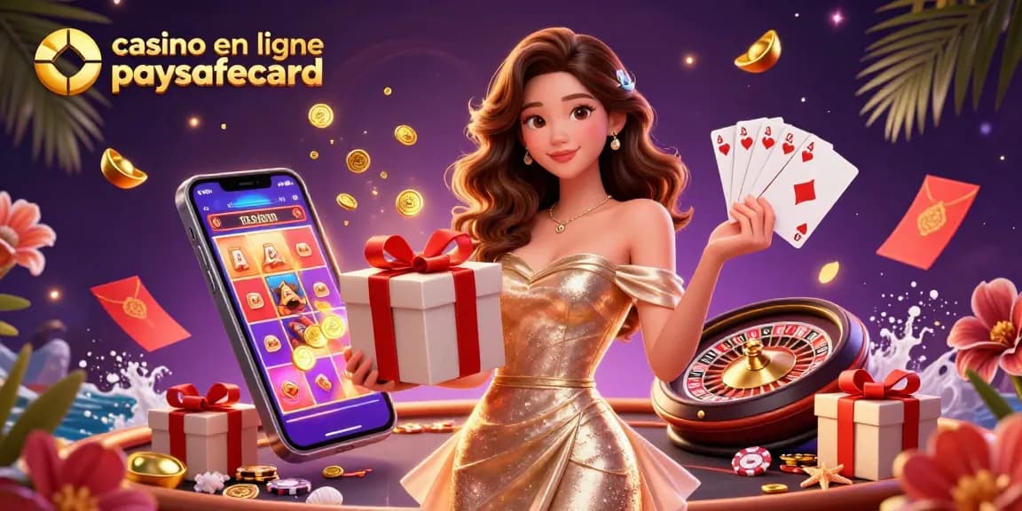 Découvrez l'excitation du casino en ligne paysafecard avec une illustration 3D vibrante d'une célébration sur le thème du casino.
