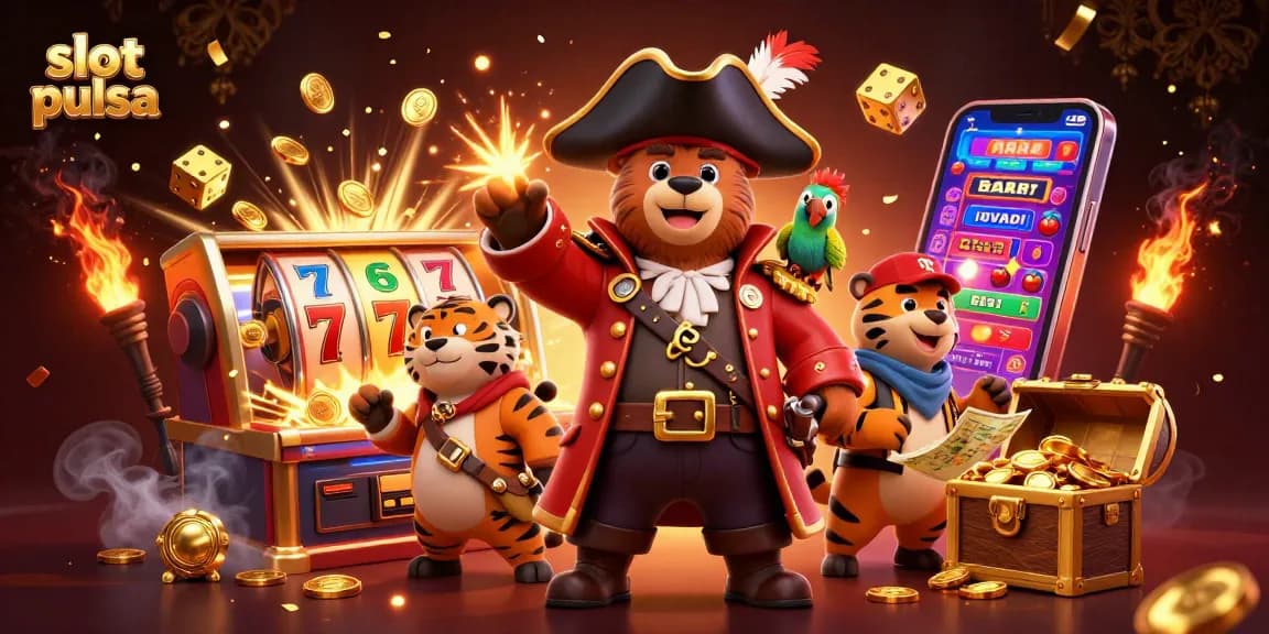 Experience explosive wins with slot pulsa in a vibrant, dynamic casino scene.