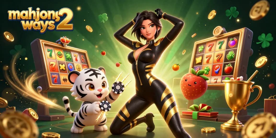 Play Mahjong Ways 2 with stunning characters in a vibrant casino scene filled with slot reels and golden coins.