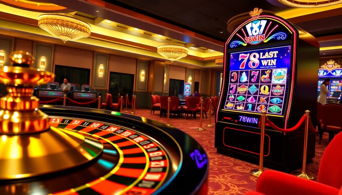 Engaging roulette scene at 78WIN casino with vibrant colors and exciting atmosphere.
