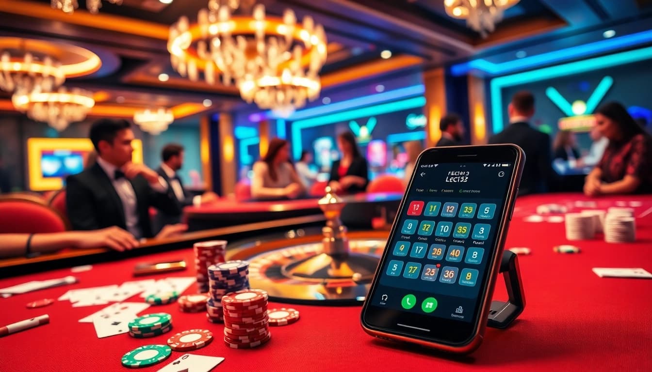 Gambling excitement with leci123 app on a rich table filled with chips and cards