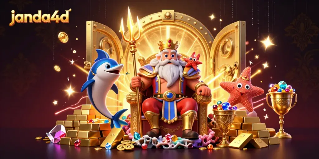 Janda4D memberikan pengalaman bermain unik dengan game online premium, dikelilingi harta karun berkilauan.