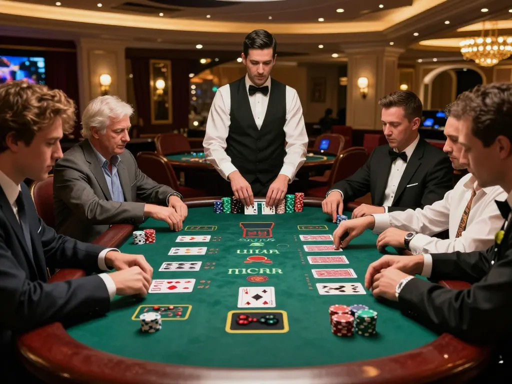 Watch players engage at a blackjack table in Las Vegas casino, showcasing the dynamic gambling atmosphere at https://impactxoft.com/.