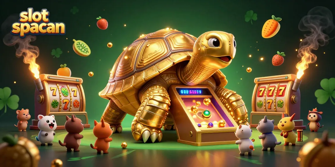 Experience the thrill of the slot spaceman with dynamic slot reels and golden prizes in this vibrant illustration.