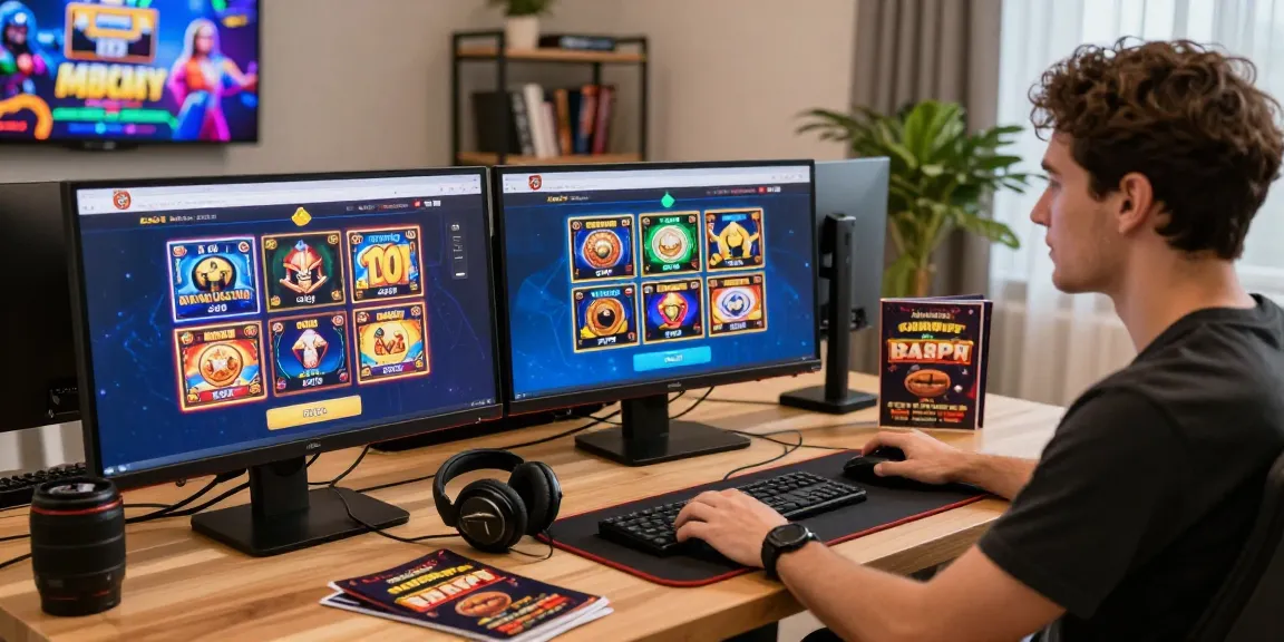 Player exploring new online casino sites on multiple screens in a cozy gaming setup.