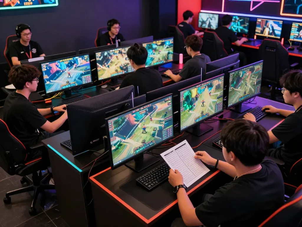 Engaging esports betting singapore scene with players strategizing over live matches in a modern gaming setup.