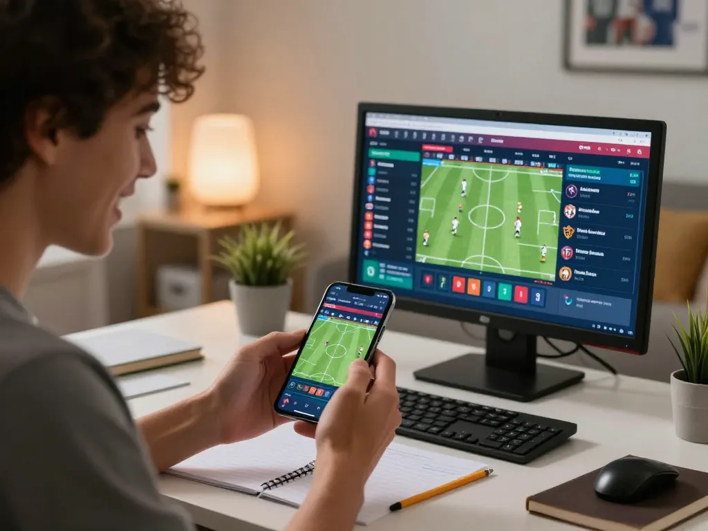 Betting on favorite teams using the 8xbet app in dynamic home setting.