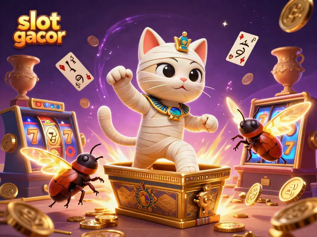 menangkan jackpot slot gacor dengan kucing mumi 3D dan elemen kasino yang menarik